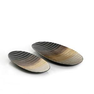 <b>Gold</b> Plated Metal Leaf <b>Tray</b> with Set of 2 Home Decorative Tableware Sweets and Cake Serving Plate Fancy Dinnerware <b>Tray</b> - Product Image 4