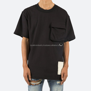 เสื้อยืดผ้าฝ้ายออกแบบได้ตามต้องการสำหรับผู้ชายพร้อมกล่องสี่เหลี่ยมกระเป๋าคาร์โก้แบบถักนิตติ้งสำหรับทำงานและย้อมสีธรรมดาดีไซน์ใหม่ - Product Image 3