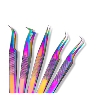 Multi Color Dot Design Eyelash Tweezers High Quality Wholesale Prices Stainless Steel Custom Logo Lash Accessories Beauty Tool - Product Image 1