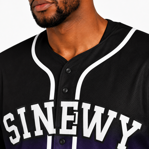 Maillot de baseball pour hommes SINEWY, manches courtes, impression sublimée, évacuation de l'humidité, coupe régulière, 100% polyester, toutes saisons - Product Image 5
