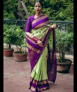 Indian Party Wear Wedding Saree Sari de seda de bajo precio para mujeres con bordado de trabajo y blusa ready made - Product Image 4