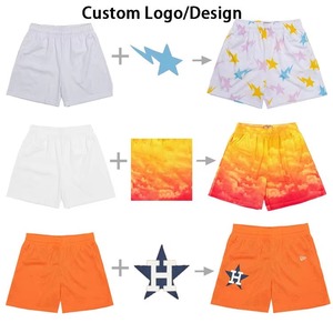 <b>Men</b> Blue Cloud Print Polyester Swim <b>Trunks</b> Regular Fit Breathable Mesh Front Logo Woven Shorts - Product Image 4