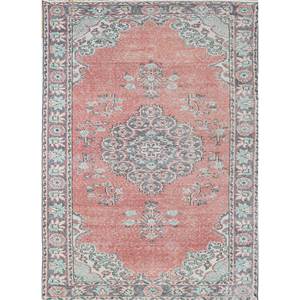 Tapis en laine noués à la main de grande taille, style vintage, motif médaillon rouge et orange, pour salon ou couloir - Pae-2174 - Product Image 1