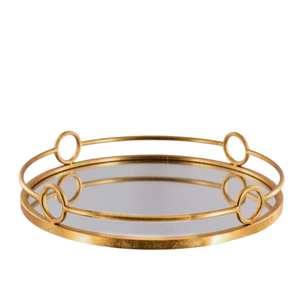 Bandeja de servicio dorada rectangular de metal, bandeja de almacenamiento de perfume de joyería de espejo europeo de Navidad directo de fábrica - Product Image 4