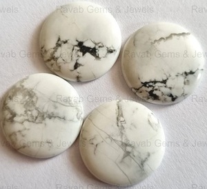 Cabujón Plano de 20 mm para Navidad, Howlita Natural Lisa Blanca, Turquesa, Cuarzo Calibrado, Piedra Preciosa Suelta para Fabricación de Joyas - Product Image 2