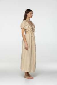 Vestido de playa de algodón bohemio de moda para mujer con mangas cortas estampadas largas y conjunto de ropa lavable de cintura natural para damas - Product Image 2