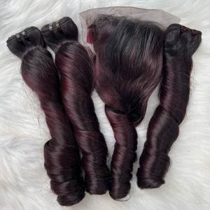 Funmi Gold-Color de alta calidad virgen pelo crudo Super doble cutícula alineada vietnamita Remy piel trama Fumi solo donante al por mayor - Product Image 4