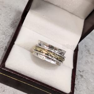 Bague de méditation Spinner Band Bague de pouce pour femme en argent sterling 925 Soulagement de l'esprit Bijoux faits à la main Party Anxiety Mens Spinner Ring - Product Image 4