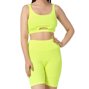 Ensemble de yoga sans couture pour femmes, soutien-gorge de sport rembourré et short, tenue de sport, ensemble de yoga sans couture pour femmes pour vêtements de sport - Product Image 1