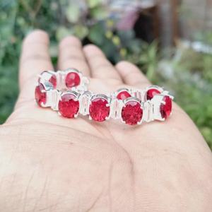 Pink Rubellite Gemstone Charm <b>Bracelet</b> Adjustable Sterling Silver Beaded Boho Jewelry Gift for Women Elegant GIA Certified - Product Image 1