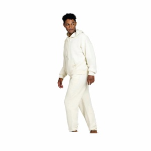 Ensemble pantalon de survêtement à capuche en coton évasé personnalisé OEM Ensemble jogging respirant de grande taille Survêtement Survêtement Hommes Impression bouffante Ourlet brut - Product Image 2