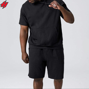 2026 hommes survêtement 2 pièces à capuche athlétique survêtement à manches courtes décontracté sport à capuche Shorts ensemble - Product Image 4