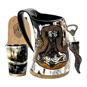 Medieval Horn Mug Authentic Drinking Horn Mug Norse Viking Horn Mug Premium Beer Tankard For Ale Wine <b>Whiskey</b> Coffee Party - Product Image 1