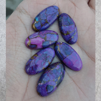 Vente en gros de pierres précieuses en vrac de qualité AAA, turquoise cuivrée violette naturelle, grand cabochon ovale, dos plat, calibré, tailles certifiées par un tiers