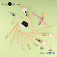 10pcs Set Kuas Makeup Warna Nude Bulu Sintetis Lembut dengan Tas Penyimpanan