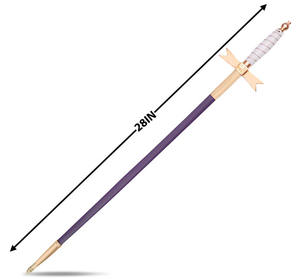 Espada de acero de Damasco forjada a mano con protector de latón dorado y vaina de cuero negro - Product Image 5