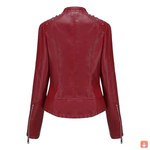 Women's New Fashion Biker Lambskin Genuine Leather Jacket <b>Zipper</b>-Processed Coating Stylish and Practical - Product Image 2