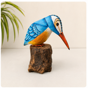 Figurine de pêcheur d'eau en bois faite à la main, écologique, artistique, de haute qualité, sculpture rustique, décoration de table, salon - Product Image 3