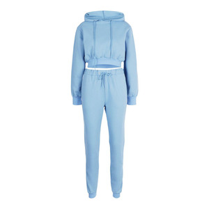 Ensemble de survêtement deux pièces pour femmes, sweat-shirt court et pantalon de jogging, tenue décontractée, logo personnalisé - Product Image 3