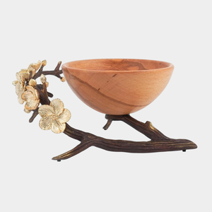 Cuenco para servir frutas de Material de madera de mango de calidad creativa con acento Floral de Metal y cuenco para servidor de decoración de eventos para uso en eventos - Product Image 1