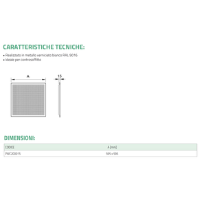 Difusor de Aire Acondicionado de Metal Pintado de Blanco Tecnosystemi con Rejillas y Persianas Perforadas Fijas - Product Image 4