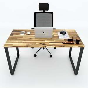 HBWD005 Escritorio de Madera de Acacia de 140x70cm con Patas de Hierro Ensambladas, Muebles de Oficina Modernos y Minimalistas para Dormitorio, Mesa de Computadora Resistente - Product Image 2