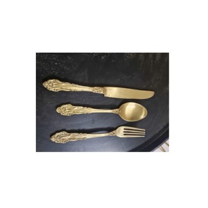 New lining design brass casting cutlery <b>set</b> with shiny polish unique design <b>flatware</b> <b>set</b> of 6 for restaurant hotel - Product Image 4