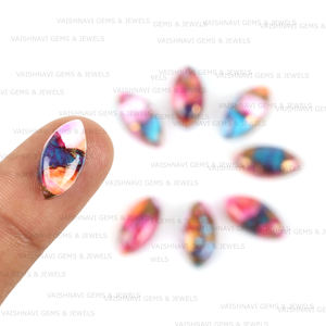 แร่เทอร์ควอยซ์ทองแดงหลายดอกรักเร่ธรรมชาติ8x16มม. ขัดเงาสูงด้านหลังแบนปรับเทียบอัญมณีหลวมทำเครื่องประดับ - Product Image 2