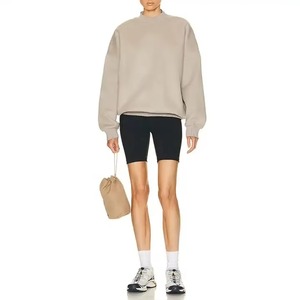 High Quality Custom Winter Long Fleece <b>Sweatshirt</b> Pullover Drop Shoulder Comfy Oversized Women Mock Neck with Pockets - Product Image 3