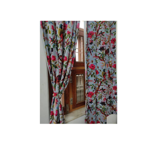 Rideau de fenêtre en velours vintage de haute qualité, motif géométrique gris, rideau de luxe, occultation totale de la lumière, isolé, vente en gros, Inde - Product Image 1