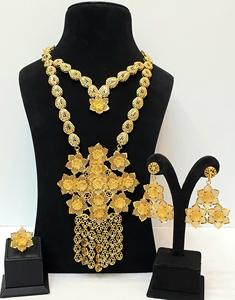 ชุดเครื่องประดับชั้นดีสุดพิเศษสำหรับผู้หญิงของคอลเลคชั่นแอฟริกัน24KT ทับทิมชุบทองดีไซน์ใหม่ทันสมัยสำหรับงานแต่งงานครบรอบแต่งงาน - Product Image 1