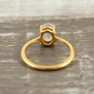 Nouvelle arrivée 925 argent Sterling 14K plaqué or ovale pierre de lune bague lunette réglage fête ou cadeau de mariage pour les femmes - Product Image 4