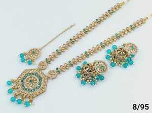 Indian Traditional and Fashionable Stone Gold Plated Fancy <b>Long</b> Necklace Set With Jumkha <b>Earring</b> Mangtika Jewellery Set <b>Women</b> - Product Image 3