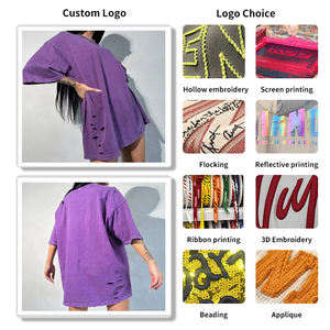 American Streetwear Vintage Old Loose Acid Wash camiseta con sangría camiseta rasgada personalizable camiseta Unisex - Product Image 6