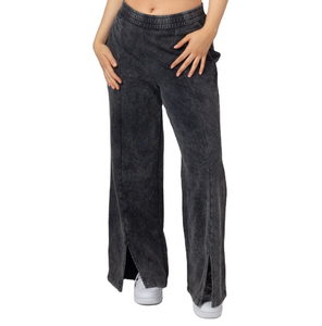 Pantalones Deportivos de Mujer de Alta Calidad, 100% Algodón, Estilo Acampanado, Cintura Alta Elástica, con Logotipo, Lavado Ácido, para Invierno - Product Image 2