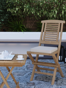 Chaises de restaurant pliantes en teck massif 46x61x95, finition lisse et soignée, durabilité éprouvée, vendues à prix de gros - Product Image 2