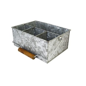 Porte-ustensiles en métal galvanisé de style rustique avec poignée en bois, pour cuisine, restaurant, repas en plein air, blocs à découper. - Product Image 4