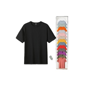 Camiseta de punto de algodón 100% preencogida de 200 g/m² para hombre, de manga tres cuartos, cuello redondo, antiarrugas, de algodón pesado, lisa, al por mayor - Product Image 1