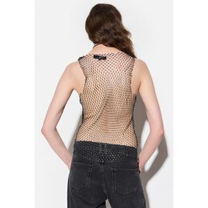 Blouse décontractée en maille à paillettes brillantes, col rond, manches courtes, 220g, taille XL, coupe régulière, pour homme, tricot semi-élastique, devant à paillettes - Product Image 4