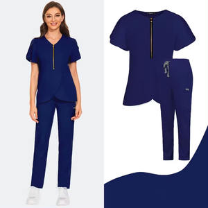 Nouvel arrivage de gros uniforme de médecin gommages d'allaitement médical élégant extensible femmes fermeture éclair mode tulipe manches Style uniformes - Product Image 5