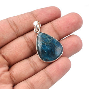 Piedra preciosa en forma de pera de cuarzo azul natural, colgante de Plata de Ley 925, colgante de moda para fiesta de regalo de boda. - Product Image 2