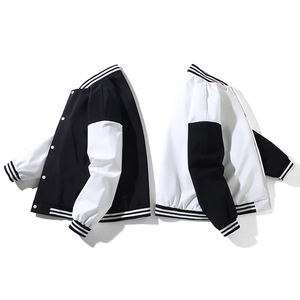 Chaqueta de béisbol Varsity de mezcla de algodón para hombre, abrigo Bomber Letterman con mangas de piel sintética - Product Image 1