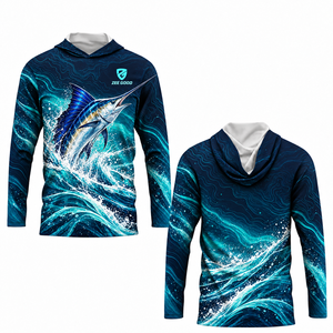 Sudadera de pesca personalizada de manga larga para hombre, de secado rápido, con protección solar UPF50 UV, camiseta de pesca estampada, ropa de pesca. - Product Image 1