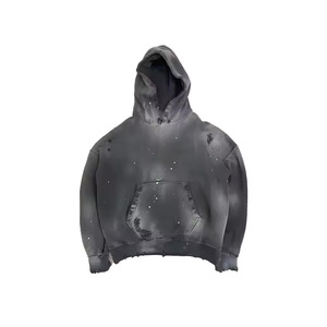 Vêtements de mode personnalisé déchiré Streetwear Style pull en détresse à capuche coton polaire hommes lavé à l'acide à capuche - Product Image 1