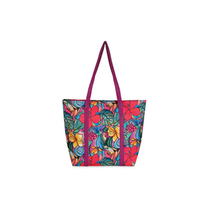 Women's Eco-Friendly Organic Canvas <b>Tote</b> Handbag Custom Printed <b>with</b> Inner Zipper <b>Pocket</b> and Leather Handle Shoulder Style - Product Image 3