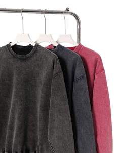 Sudadera de Cuello Redondo de Algodón para Hombre, Informal, Holgada, Gruesa, Deportiva, con Estampado Sólido, Sin Capucha - Product Image 5