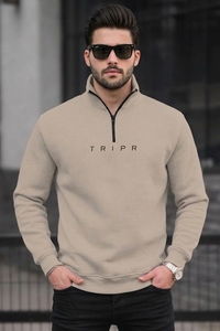 Sudadera Tripr para Hombre con Cierre de Cremallera, Corte Regular, Color Sólido, Diseño Minimalista, Cuello Alto, Impresión por Transferencia de Calor, Ropa de Otoño - Product Image 3
