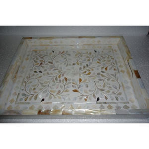 <b>Mother</b> of Pearl Inlay Serving Tray in Wood Custom Shape Elegant Tableware for Restaurants Hotels and Food Presentation - Product Image 5