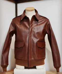 Veste bomber vintage en cuir véritable pour homme, design et logo haut de gamme, coupe moderne, personnalisable OEM/ODM, pour motard - Product Image 2