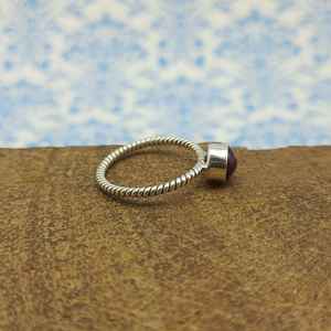 925 argent Sterling étoile rubis pierres précieuses fil torsadé anneau cadeau de noël forme ronde pierre fête porter des anneaux pour ses filles femmes - Product Image 4